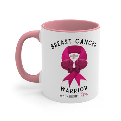 Breast Cancer Warrior Accent Coffee Mug, 11oz (2 colors)