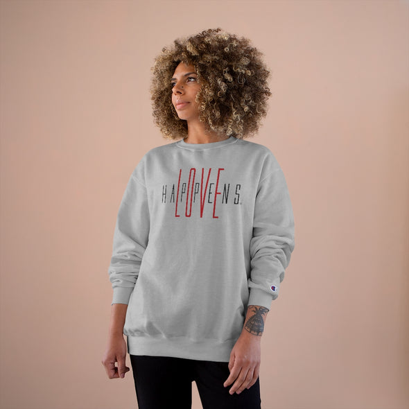 LOVE NEVER FAILS Eco Crew Champion Sweatshirt (Print on Back & Front)