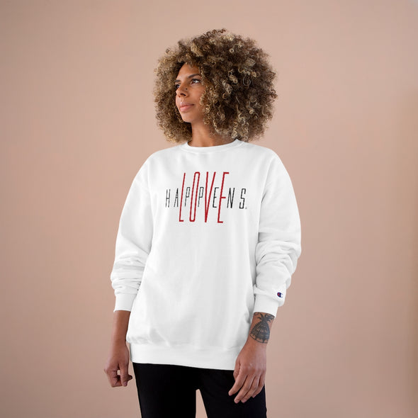 LOVE NEVER FAILS Eco Crew Champion Sweatshirt (Print on Back & Front)