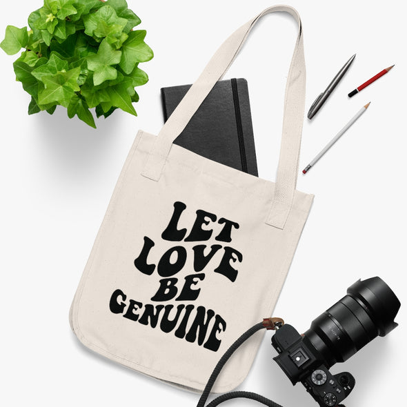 LET LOVE BE GENUINE Organic Canvas Tote Bag (3 colors)