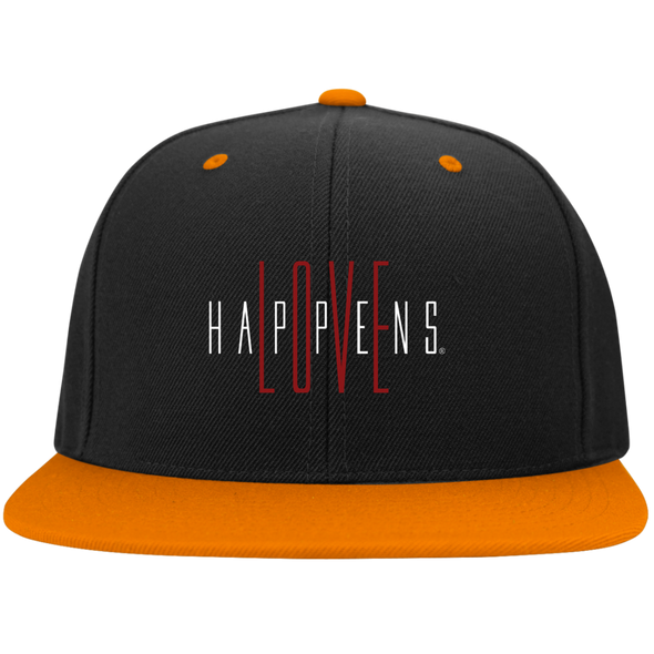 LOVE HAPPENS Flat Bill High-Profile Snapback Hat (7 colors)