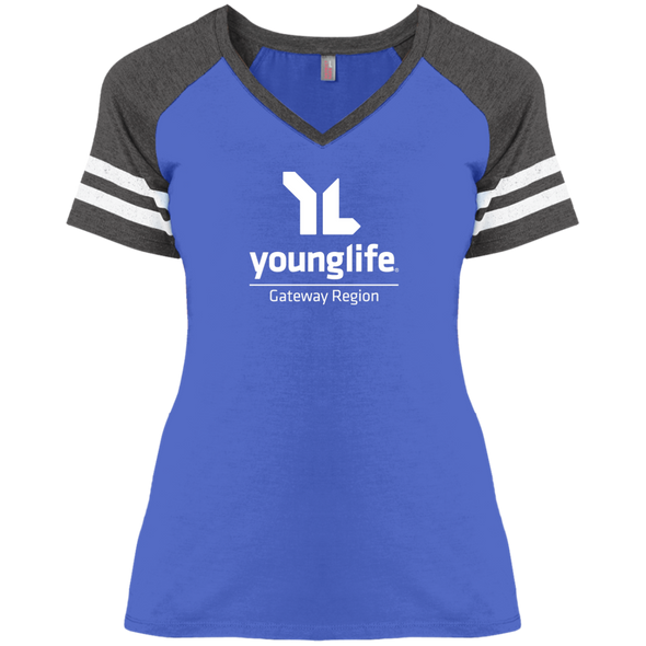 Young Life Ladies' Game V-Neck T-Shirt (3 Colors + Up to 4XL)