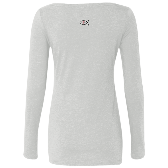 Rooted Sisters Ladies' Bella Triblend LS Scoop (Heather White up to 2XL)