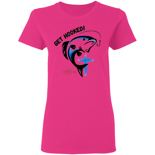 GET HOOKED!  Ladies' 5.3 oz. T-Shirt (10 colors)