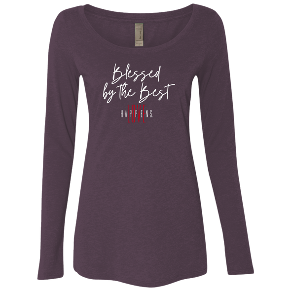 BLESSED BY THE BEST Ladies' Triblend LS Scoop