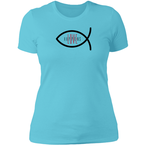 LOVE HAPPENS FISH Ladies' Boyfriend T-Shirt