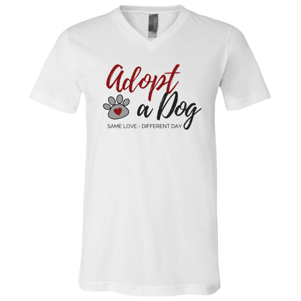 Adopt a Dog 🐶 V-Neck T-Shirt (2 colors + up to 3XL)