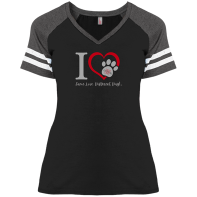 DOG LOVER'S SAME LOVE DIFFERENT DAY Ladies' Game V-Neck T-Shirt